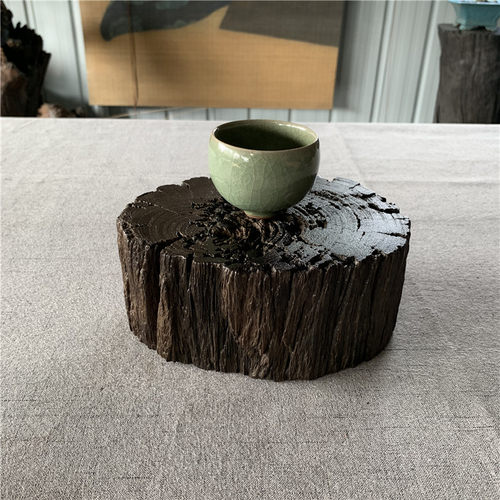 千年乌木实木铁壶隔热垫装饰底座原木天然树桩墩子花盆花瓶摆设垫 - 图2