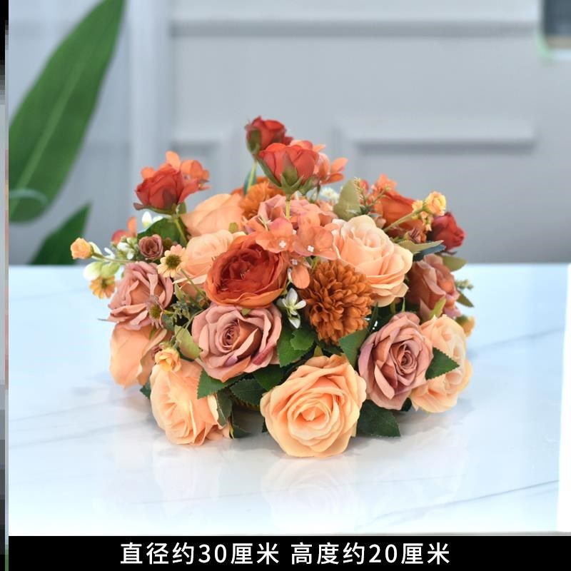 酒店大圆桌转盘中间装饰花艺餐厅饭店包厢桌面摆件餐桌花摆花假花,淘宝优惠券,粉丝福利购,淘宝优惠卷