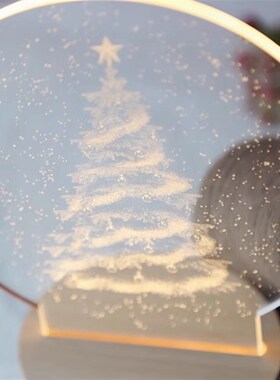 Hi Lovely.实木底座亚克力圣诞氛围小夜灯装饰灯圣诞创意礼品摆件