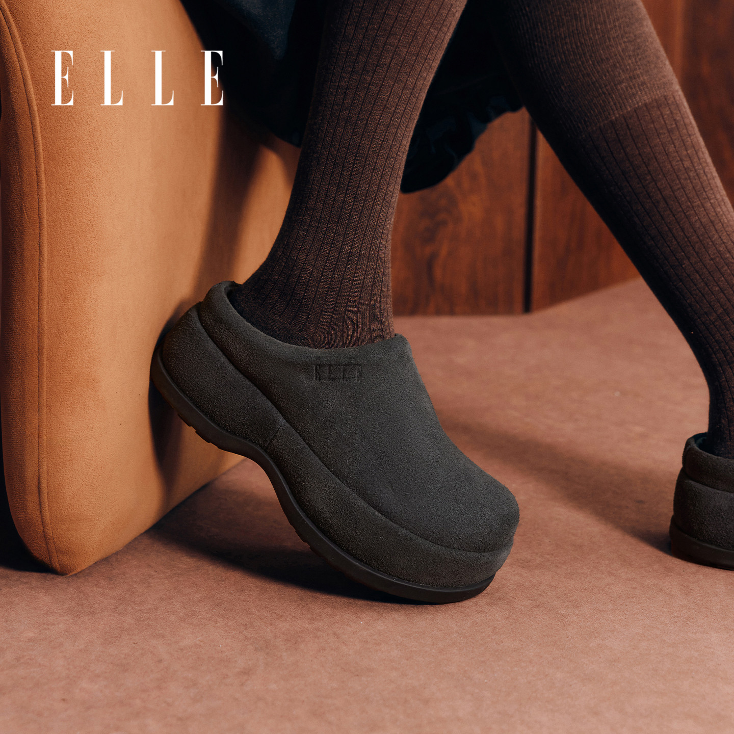 ELLE厚底加绒勃肯鞋女鞋冬季棉鞋保暖毛绒毛毛鞋休闲雪地靴靴子,淘宝优惠券,粉丝福利购,淘宝优惠卷