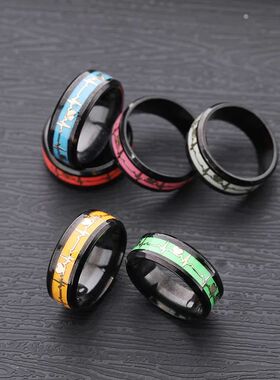 Fashion Love Heart Glow Rings ECG Luminous Titanium Steel Te