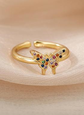 Aesthetic Butterfly Rings For Women Girl Stainless Steel Zir