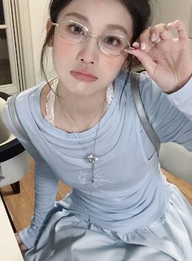 可抽拉花朵珍珠项链女小众设计感法式复古百搭颈链毛衣链钛钢配饰