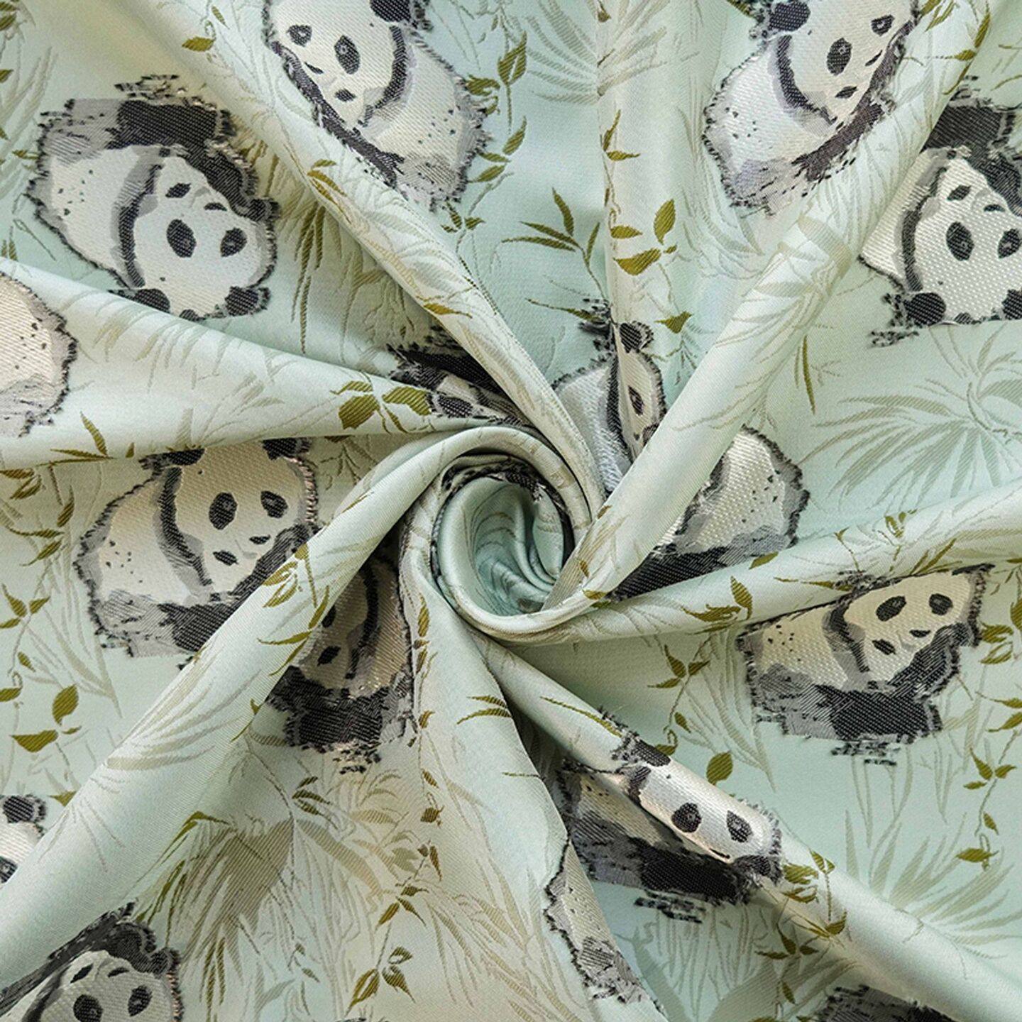 国风色织熊猫四件套床品装饰面料新中式马甲可爱童装拜年服提花布,淘宝优惠券,粉丝福利购,淘宝优惠卷