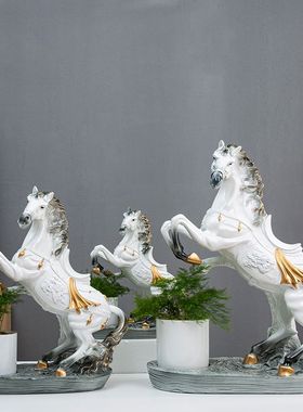 网红现代家居骏马客厅大摆件创意花盆招财酒柜开业送礼办公室摆设