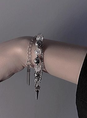 冷淡风冰裂石星芒手链四件套女ins小众设计冰裂珠反光个性手饰潮