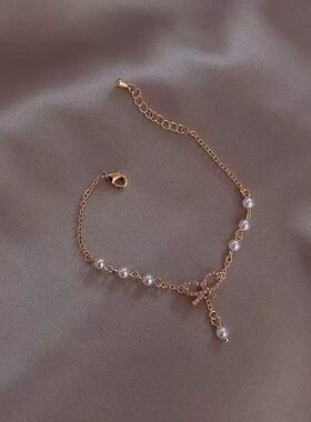 3蝴蝶结仿珍珠手链女2025年新款轻奢小众设计高级感法式气质简约