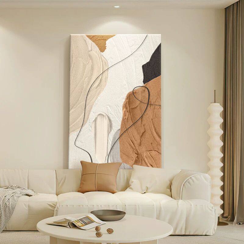 奶油风客厅装饰画高级感抽象沙发背景墙挂画简约肌理走廊过道壁画,淘宝优惠券,粉丝福利购,淘宝优惠卷