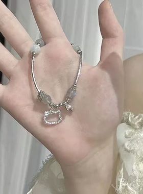 爆款手串2025KT猫蝴蝶结少女心冰裂纹串珠手环原创设计送女友