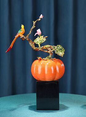 中式珐琅彩南瓜摆件工艺品茶室酒柜玄关装饰品新房子乔迁高档礼物