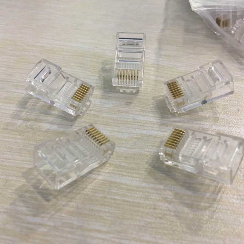 一舟S901A 超水晶头超五类非屏蔽水晶头工程网线镀金水晶头100个 - 图1