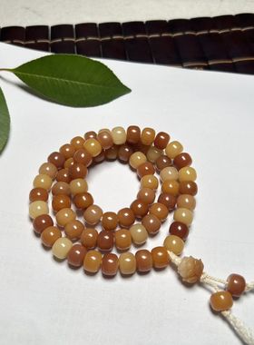 天然菩提根68颗多圈手串手持菩提雕刻莲花文玩念珠佛珠厂家