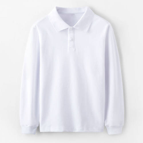 开学长袖校服白色POLO衫高中翻领中小学生浅蓝色班服男女春秋 - 图0