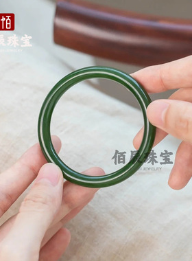 外蒙料手镯绿色手镯外蒙碧玉镯子细条圆条女款玉手镯手链厂家
