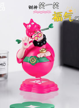 车载摆件四喜财神爷办公室工位桌面家用装饰品摇头汽车开业礼物