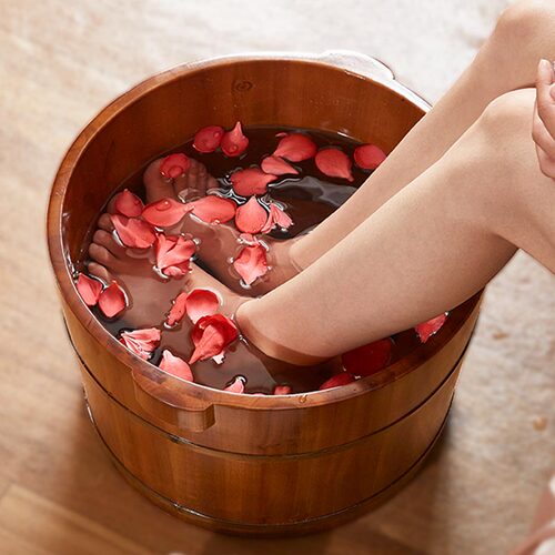 泡脚桶木质桶家用泡脚洗脚木桶过小腿洗脚桶木盆实木保温足浴桶洗 - 图1