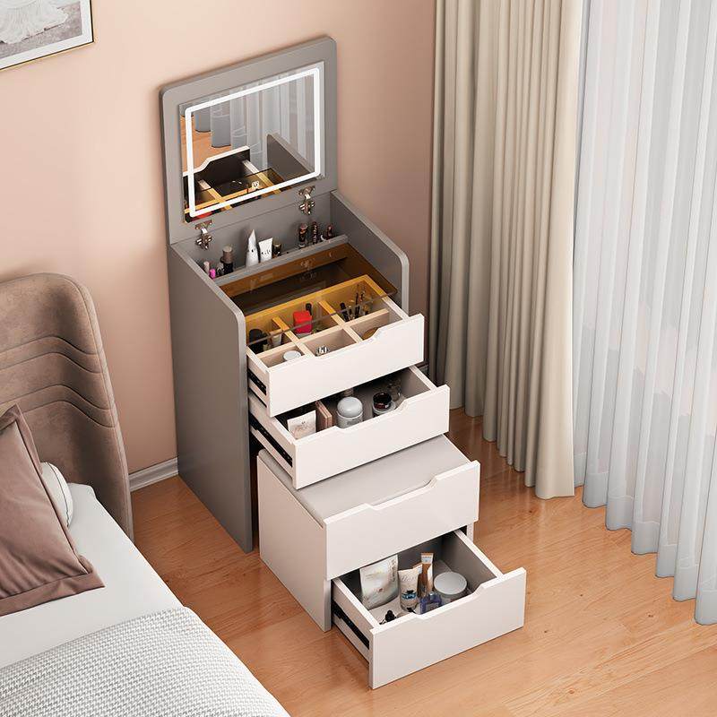 智能梳妆台隐翻盖式现代简约可折叠化妆桌奶油风多功能一体床头柜,淘宝优惠券,粉丝福利购,淘宝优惠卷