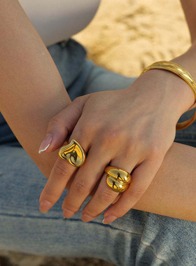 eManco电镀18K胖乎乎夸张戒指女ins风跨境网红潮流几何小众不掉色