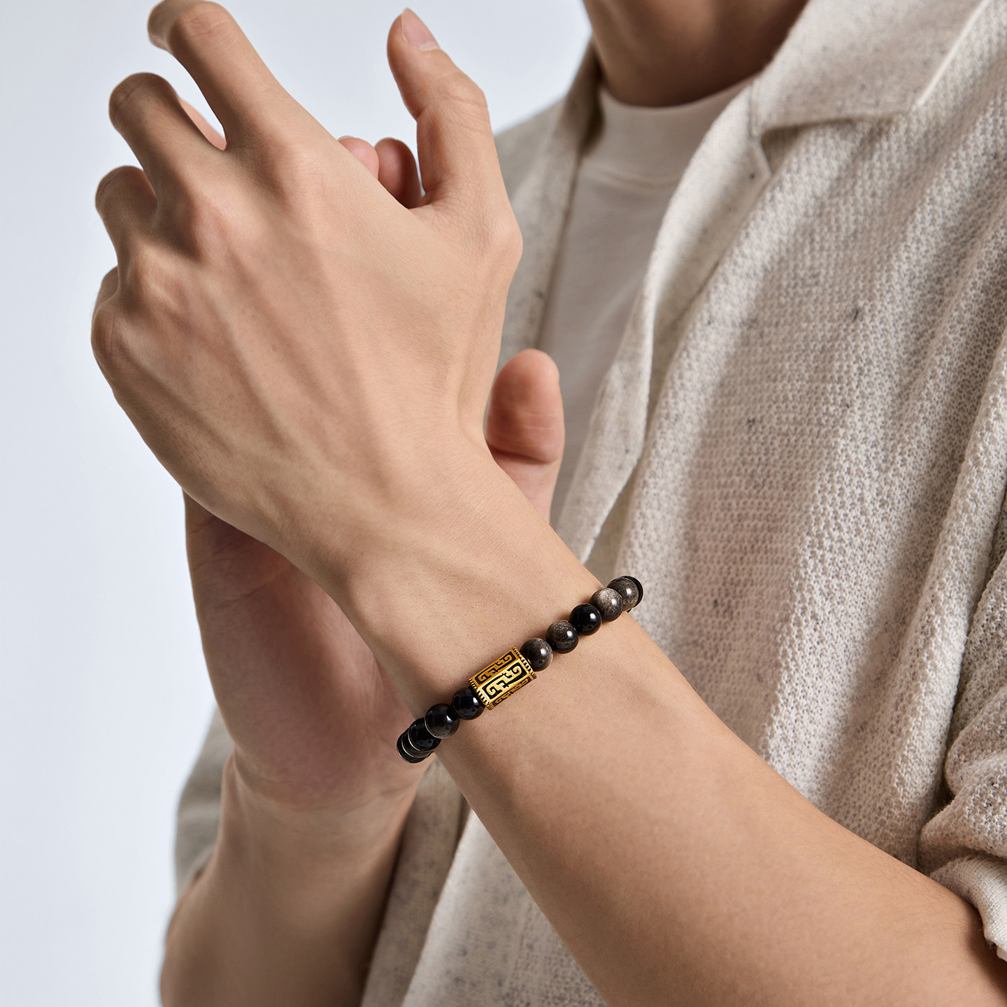 【新年礼物】周大福云雷纹顾龙纹凤鸟纹足金黄金黑曜石手链手串,淘宝优惠券,粉丝福利购,淘宝优惠卷