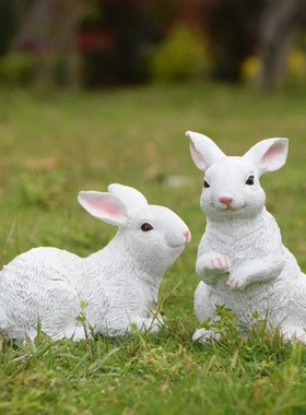 别墅庭院花园装饰造景仿真兔子摆件天台阳台布置园林景Z观动物雕