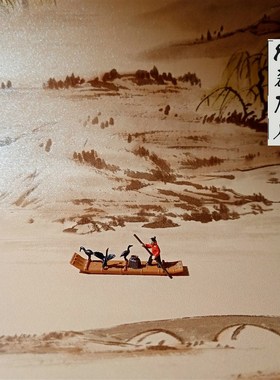 精品树脂船摆件捕鱼竹排奇石山水盆景假山沙盘枯山水W微景造景装