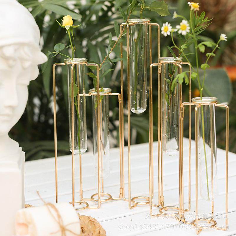 金属花架试管透明玻璃花瓶简约现代创意家居花艺水培插花装饰品,淘宝优惠券,粉丝福利购,淘宝优惠卷