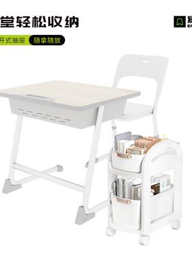 书架儿童书包收纳架小推车置物架可移动带轮多层桌面桌下置物架