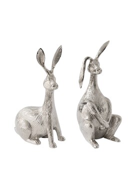 现代简约c金属树叶造型雕刻异型玄关艺术摆件抽象银色兔子装饰摆