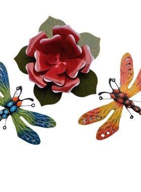 户外铁艺蜻蜓蜜蜂壁挂件庭院花园玄关布置墙O面阳台儿童房装饰园