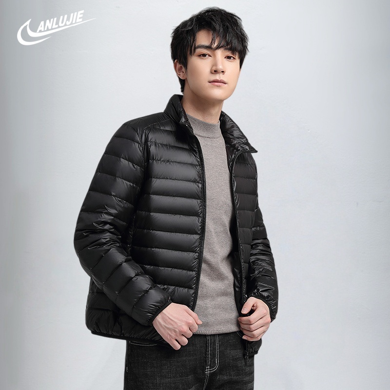 ANLUJIE 爆款羽绒服男女短款轻薄羽绒立领连帽户外运动保暖外套YE