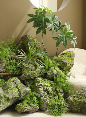 仿真泡沫石头造景庭院布置v假山商场橱窗装饰青苔造景石假石头道