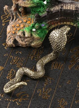 复古仿古董霸王蛇黄铜大摆件古铜器铜蛇桌面装饰品茶宠工艺品