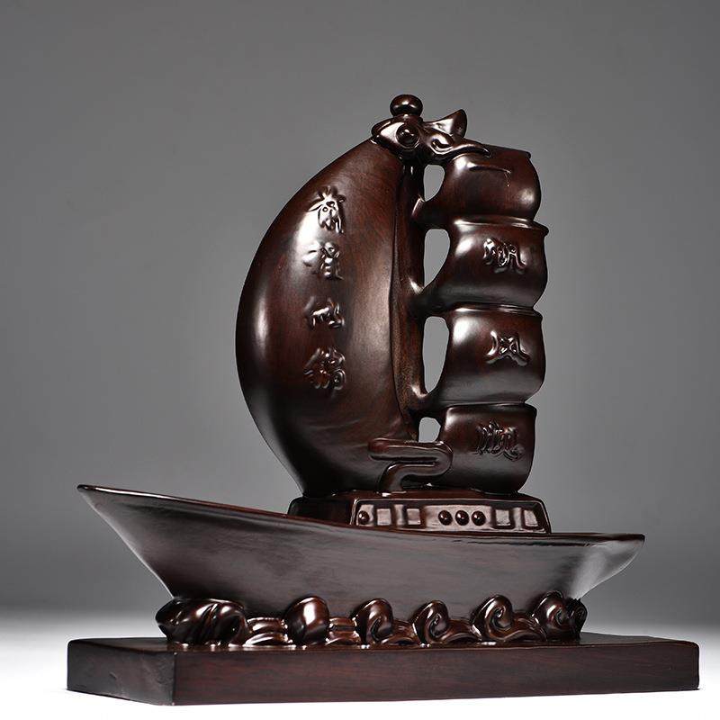 一帆风顺帆船摆件实木头船黑檀木雕大船木质船模型家居办公室送礼,淘宝优惠券,粉丝福利购,淘宝优惠卷