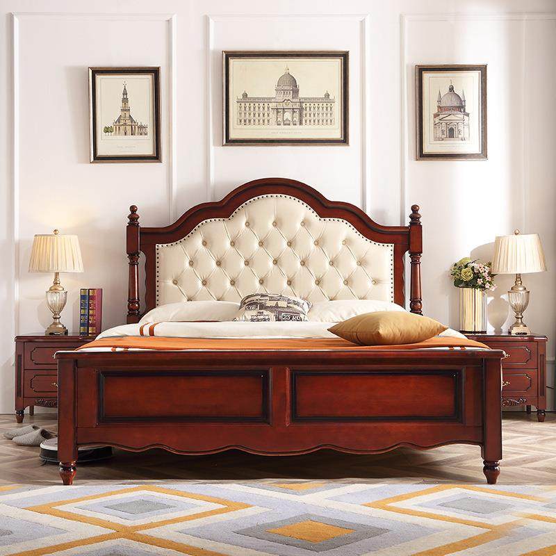 美式轻奢复古实木床1.8米欧式双人床现代简约主卧1.5m软包高箱储,淘宝优惠券,粉丝福利购,淘宝优惠卷