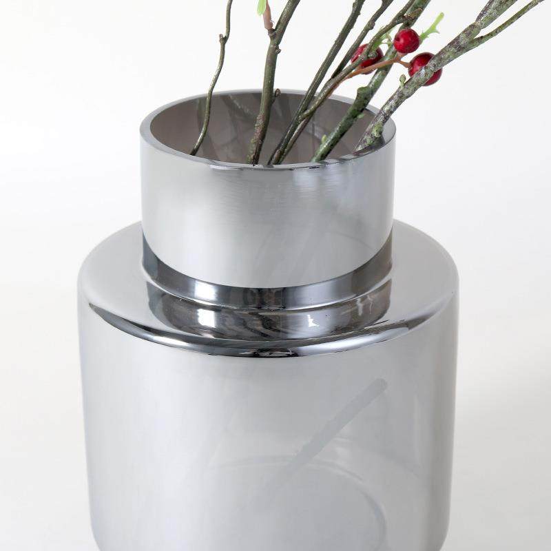 简约现代银白色透明磨砂玻璃不规则圆形水培花瓶插干花花器摆件,淘宝优惠券,粉丝福利购,淘宝优惠卷