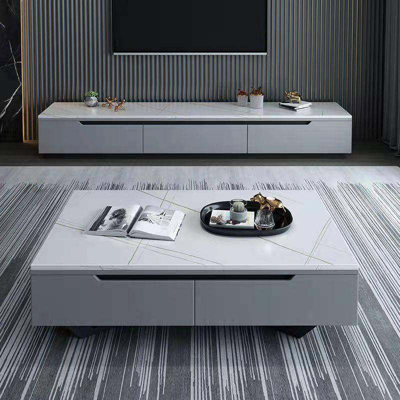 意式极简电视柜现代简约轻奢岩板茶几可储物带抽屉电视柜茶几组合,淘宝优惠券,粉丝福利购,淘宝优惠卷