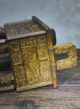 铜器仿古青铜财富宝鼎鼎盛千秋双龙鼎四方鼎四足鼎办公室桌面摆件
