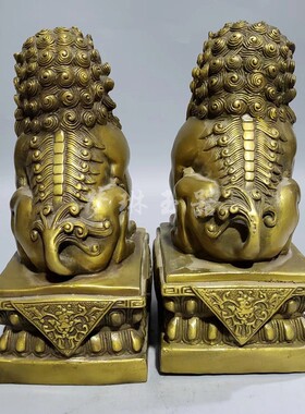 仿古纯铜黄铜北京狮子兽一对宫门大门门口装饰开业礼品工艺品摆件