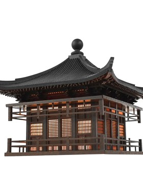 新中式创意古f建筑吊灯实木凉亭楼阁客厅餐厅书房茶室装饰灯具吊