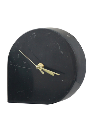 大理石小座钟迷你l创意时钟表圆形座钟客厅茶几书房桌面摆件装饰