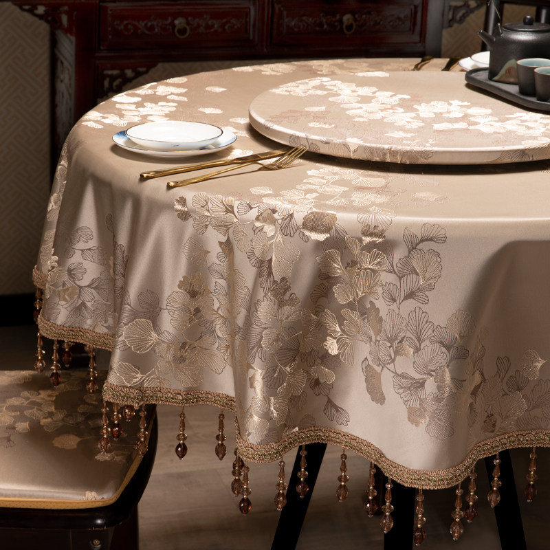 新中式圆桌布圆形大盖巾高档餐桌布轻奢客厅茶几盖布桌布支持定制,淘宝优惠券,粉丝福利购,淘宝优惠卷