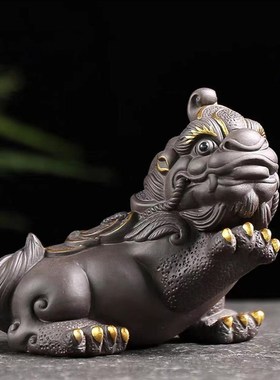 招财貔貅紫d砂家居装饰玄关客厅办公室茶室茶桌小摆件精品茶宠茶