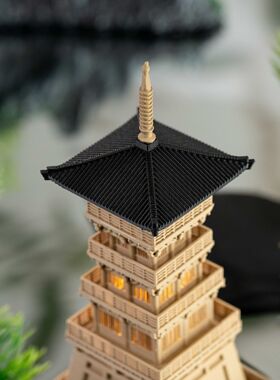 带灯宝塔造景微景观水陆鱼缸带灯摆件3d打印建筑模型拼装望楼盆景