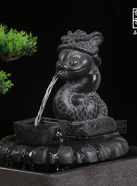 石石刻刻天然乌金石流水摆件循环水景观户外庭院喷泉花园装饰