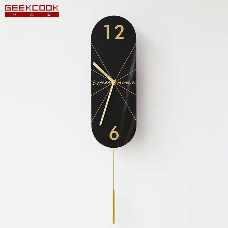 简约轻奢大理石纹岩板挂钟:可可托海2.0 摇摆静音装饰钟表新品 - 图0