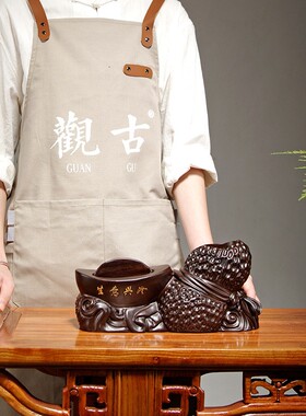 黑檀木雕生意兴隆笔筒名片盒办公室桌面摆件书房装饰品送礼纪念品