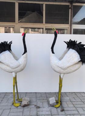 仿真羽毛丹顶鹤摆件真羽毛工艺手工制作仙鹤仿真动物模型仙鹤饰品