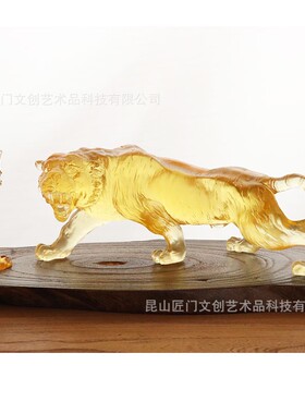 新中式琉璃卧虎藏龙摆件家居客厅玄关办公室装饰厂家 直供琉璃