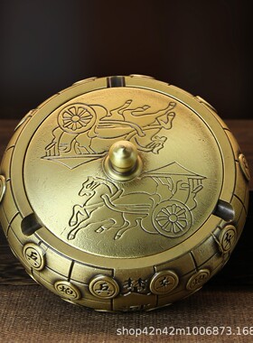 黄铜复古烟灰缸烟缸楚汉中国象棋创意烟缸商用家用工艺品摆件