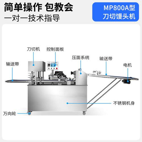 MP800A型刀切馒头机商用方形四折方馍馍机仿手工方馒头成型机新款 - 图2